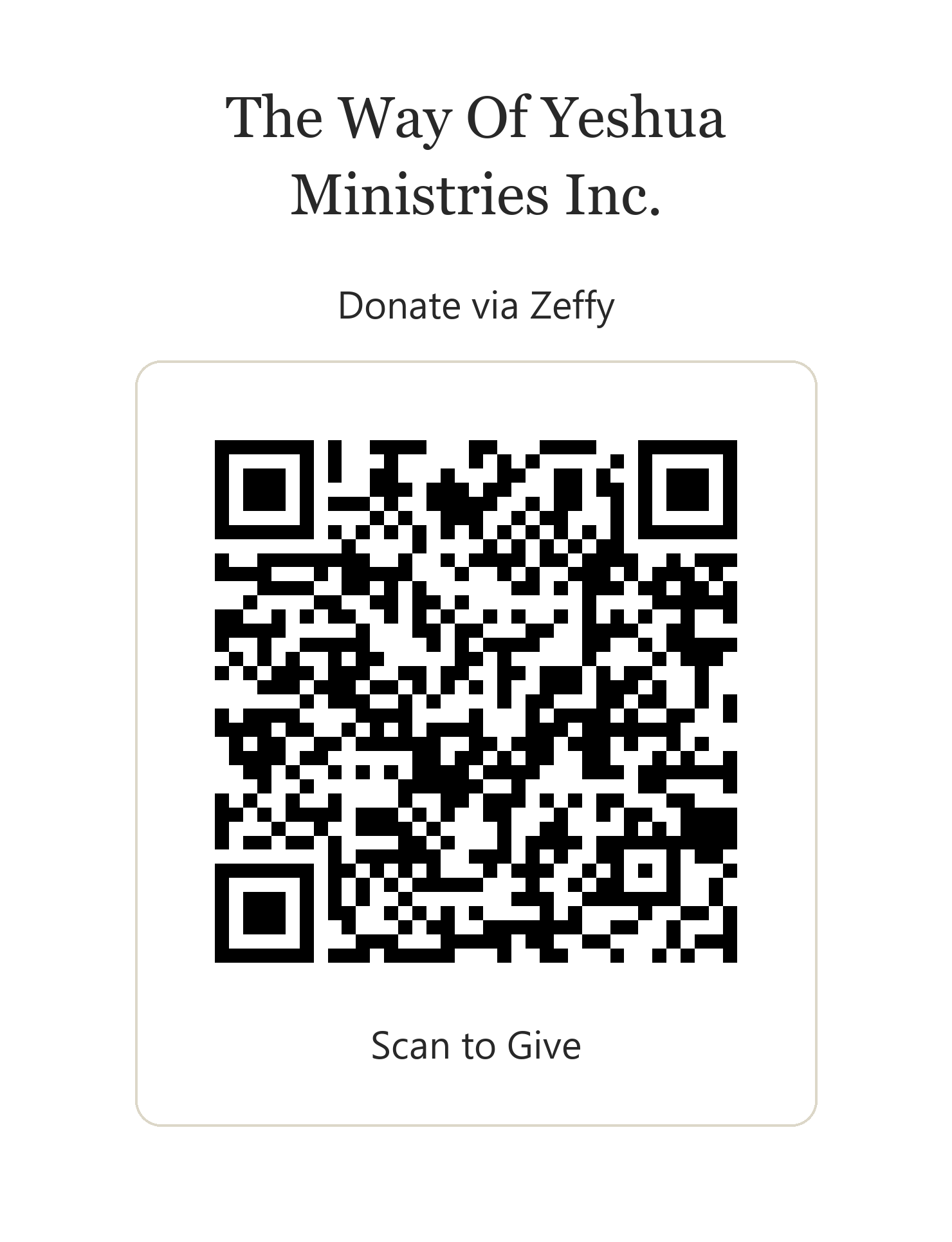 QR code for online payment to The Way of Yeshua Ministries Inc.